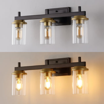 Liam 23.25" 3-Light Farmhouse Industrial Vanity Light with Bathroom Hardware Accessory Set - JONATHAN Y